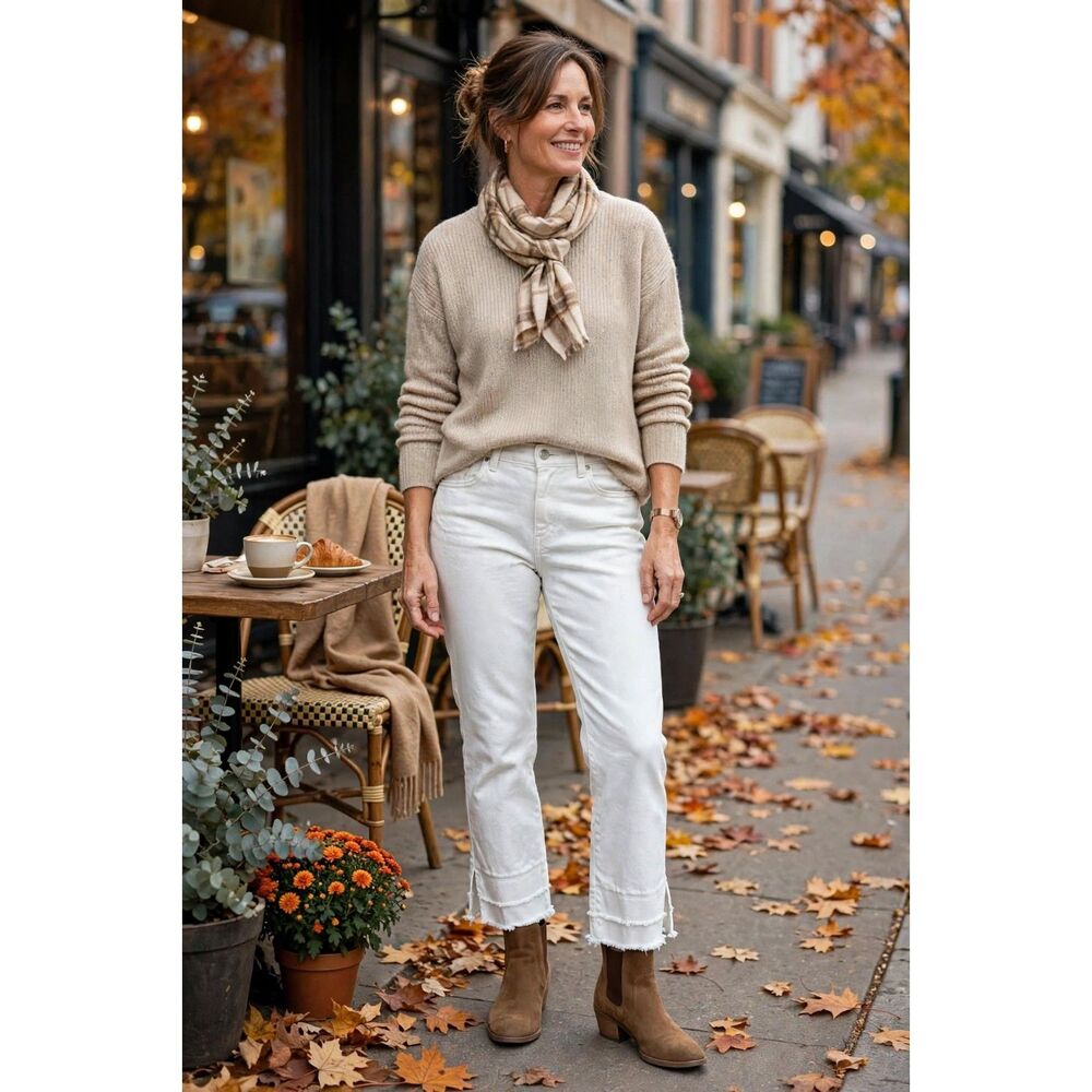 Democracy Ab Solution White Crop Jeans Size 12 Petite Frayed Hem Side Slit Strai